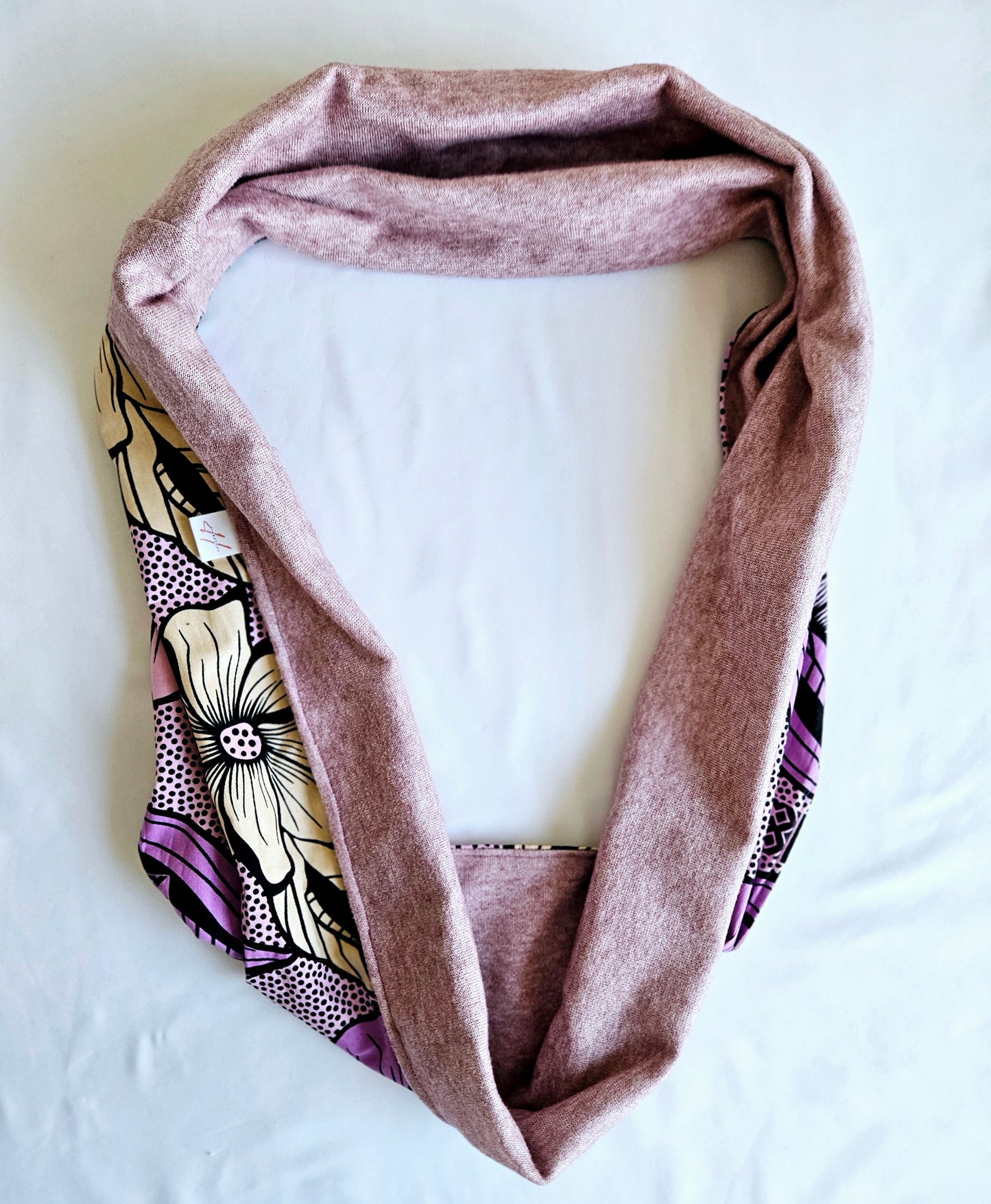 Schlauchschal 2 Windungen in Wax Print Lilla-Altrosa