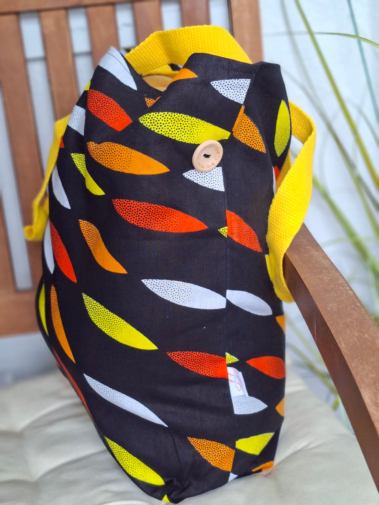 Gelb-Schwarz -Orange Totebag