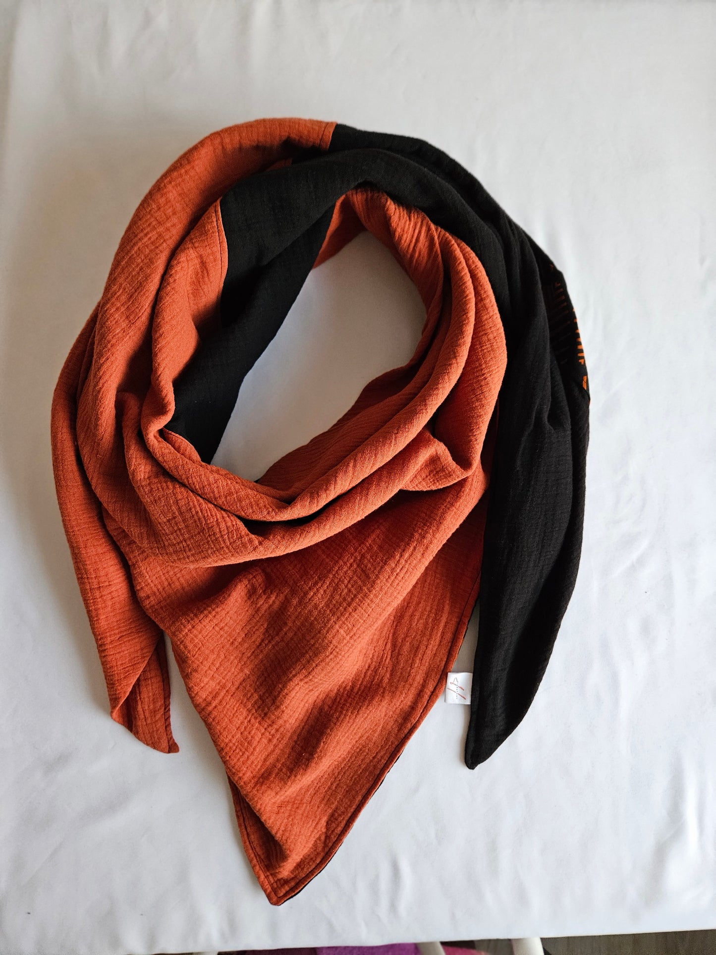 Brown-Black Muslin Cloth, Triangular Scarf