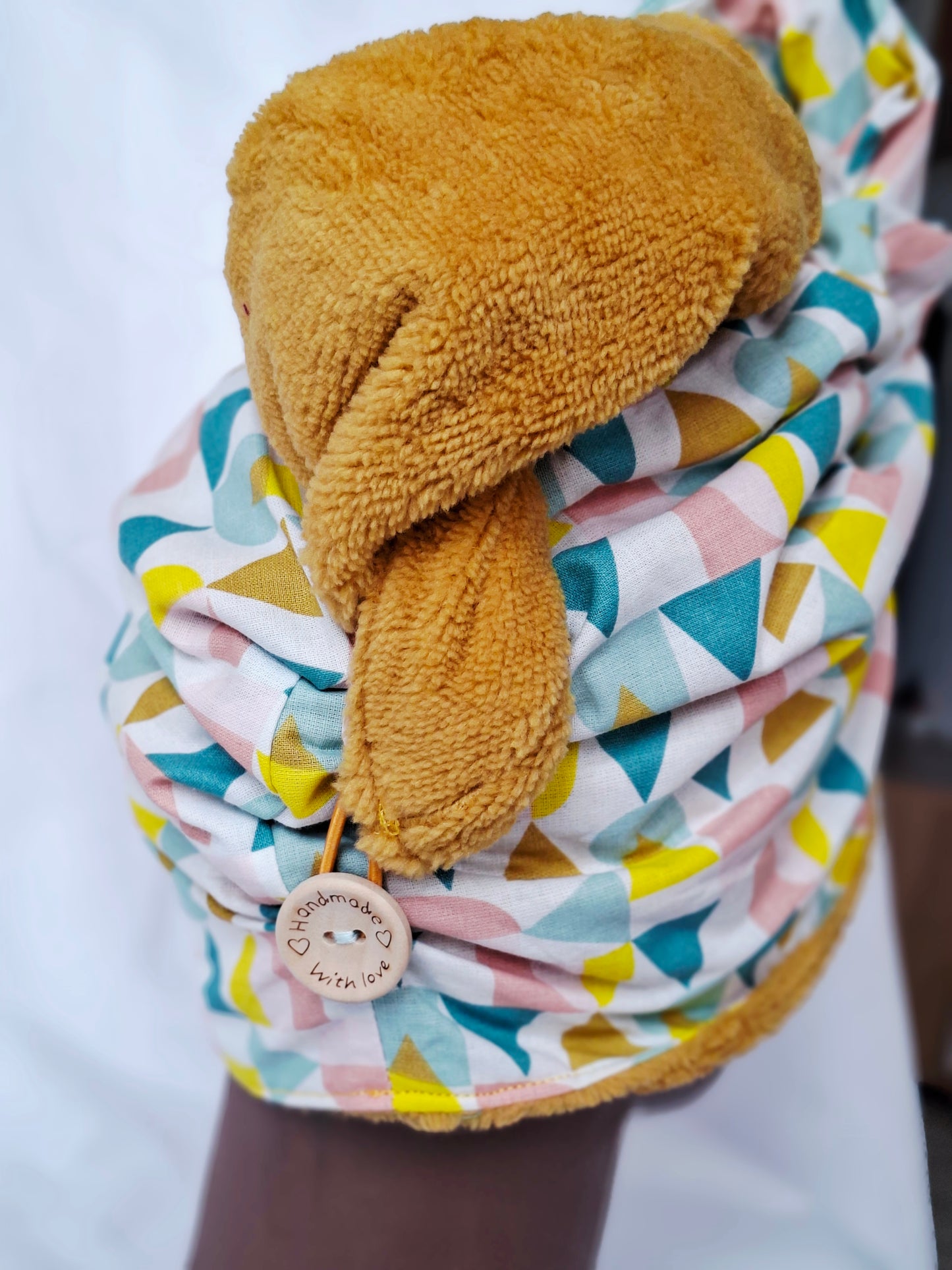 Handtuchturban Gelb mit geometrischen Muster