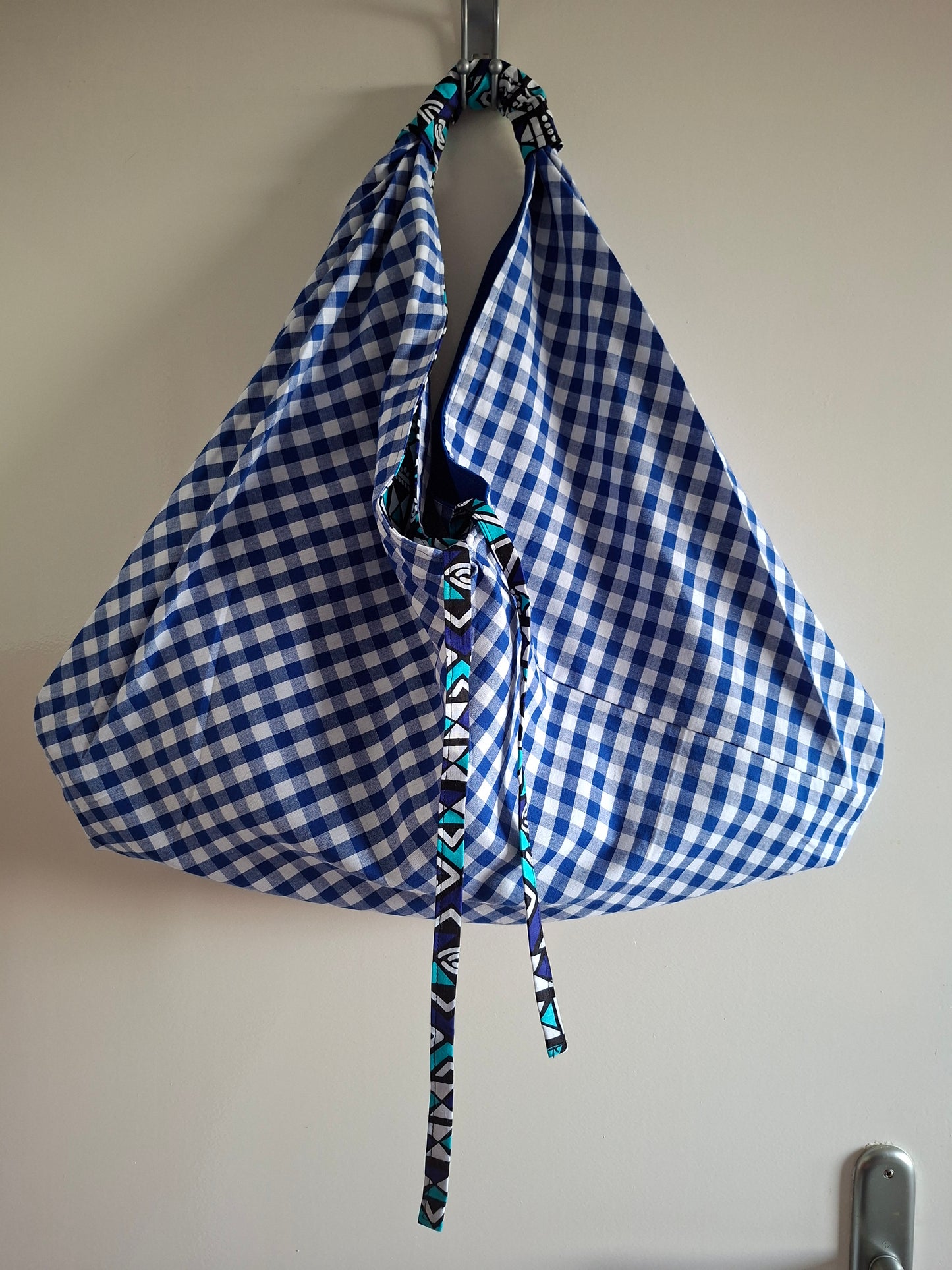 Origamihandtasche Kobalt-blau Ethno-Muster