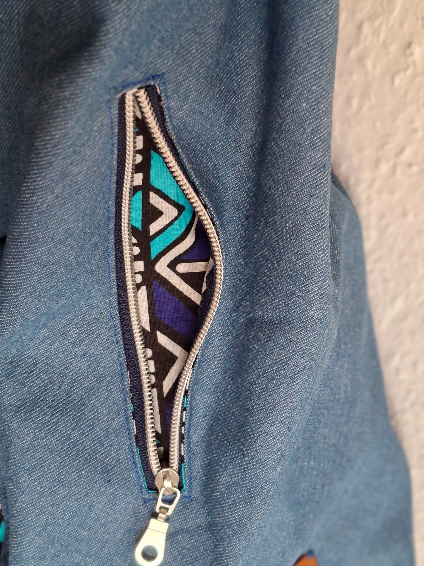 Origamihandtasche Jeans-blau Ethno-Muster