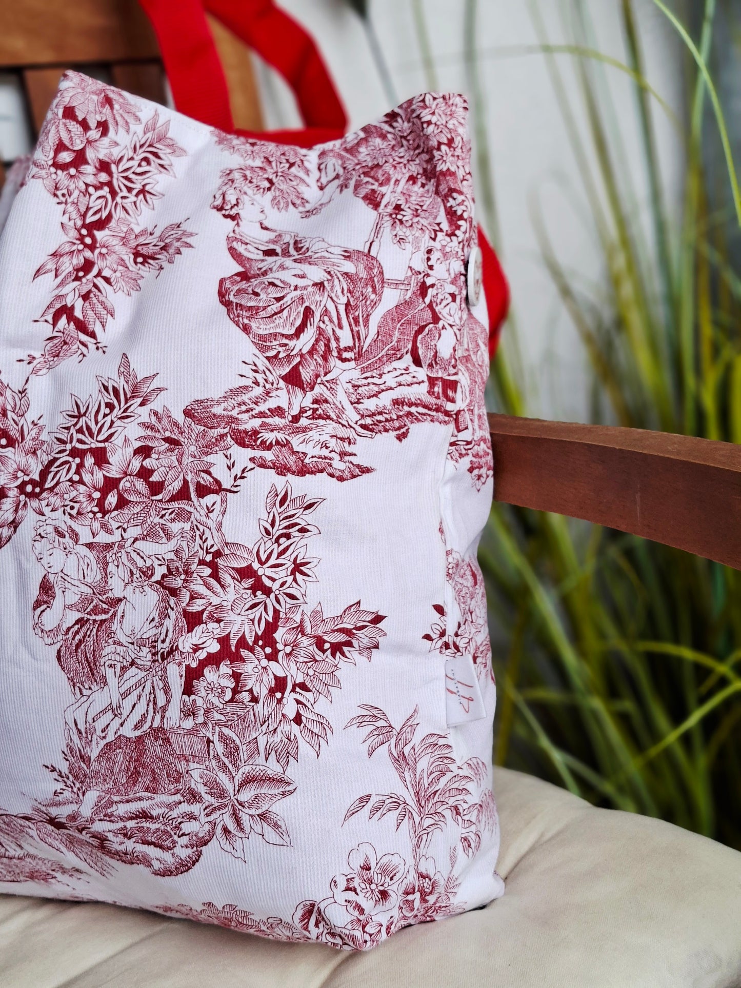 Rote Totebag Toile de Jouy