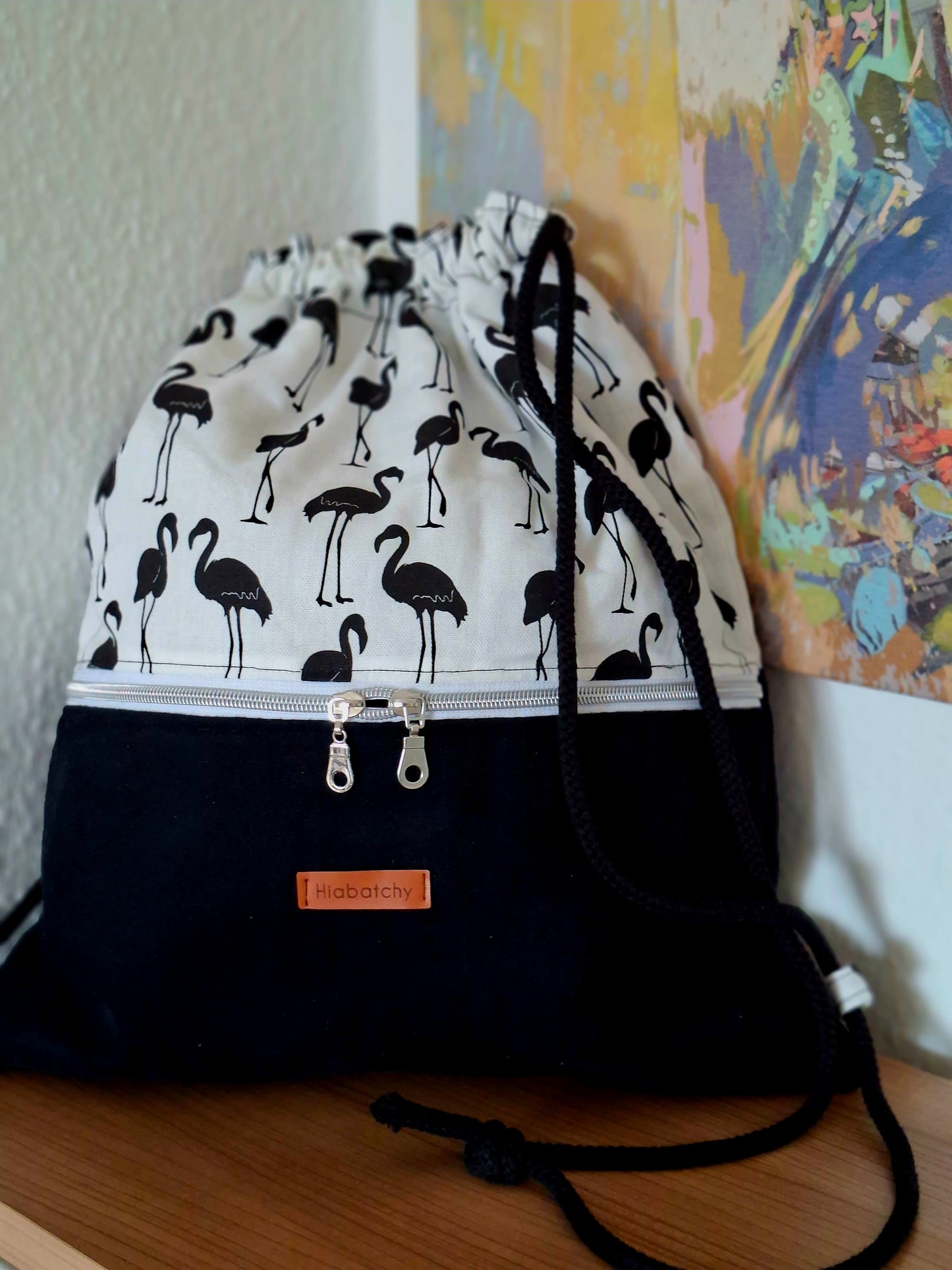 Turnbeutel   Schwarze Flamingo