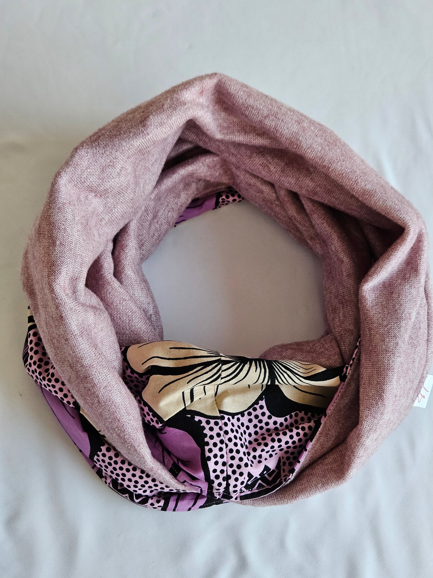 Schlauchschal 2 Windungen in Wax Print Lilla-Altrosa