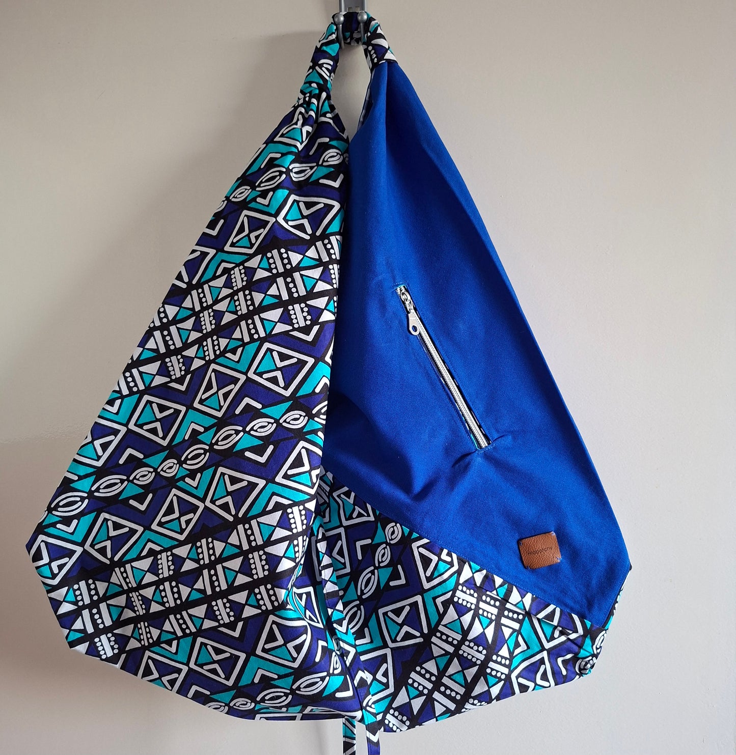Origamihandtasche Kobalt-blau Ethno-Muster