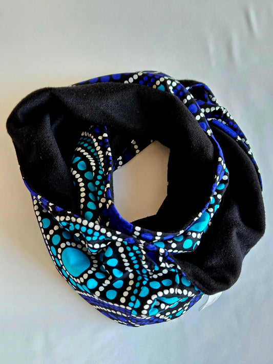 Schlauchschal 2 Windungen in Wax Print  Blau-Schwarz