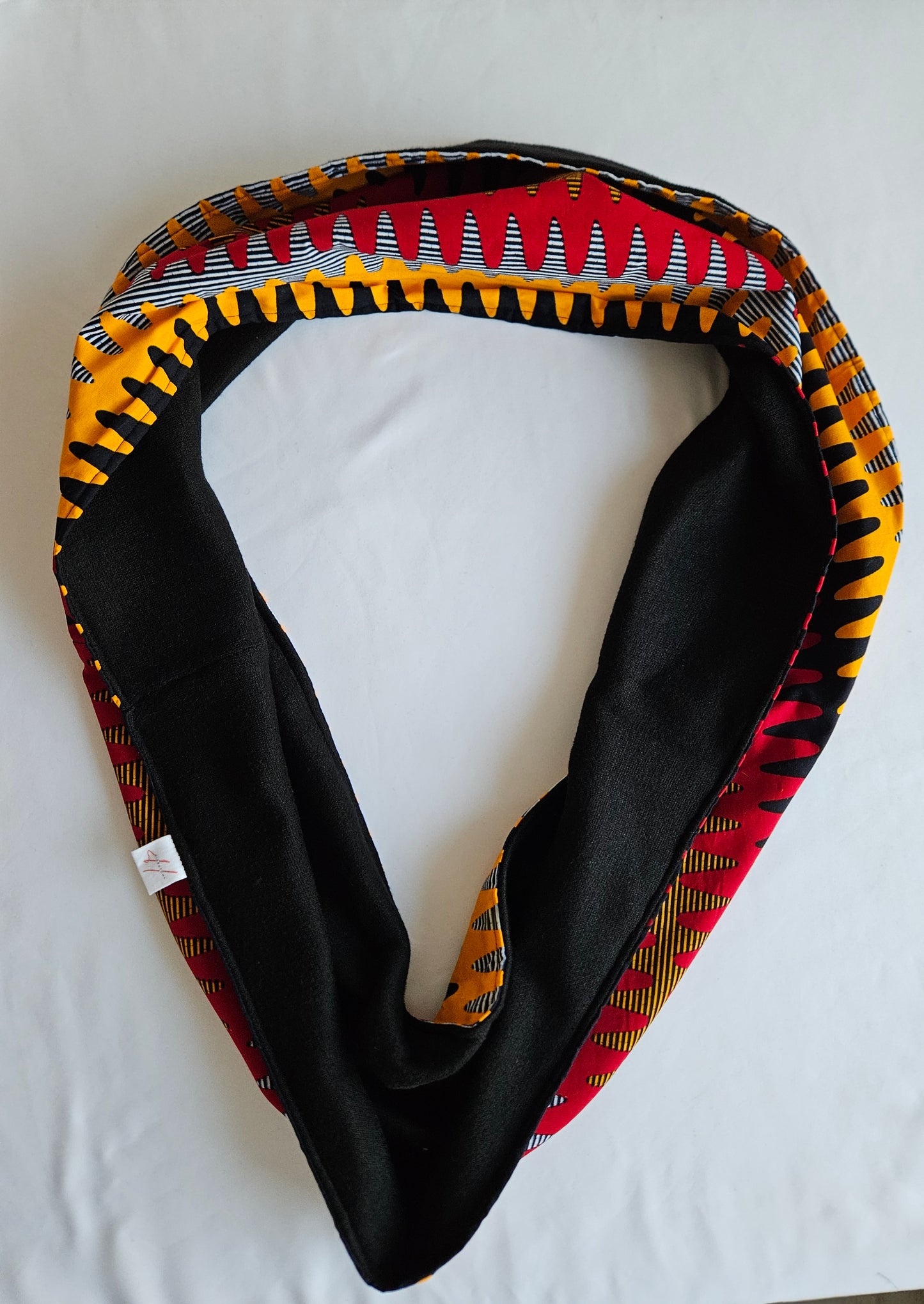 Schlauchschal 2 Windungen in Wax Print   Schwarz-Rot-Gelb