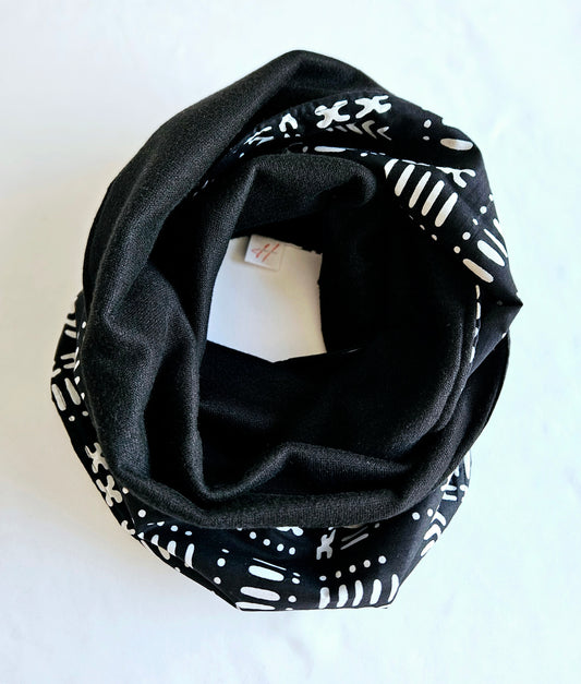 Schlauchschal 2 Windungen in Wax Print Bogolan Schwarz-weiß